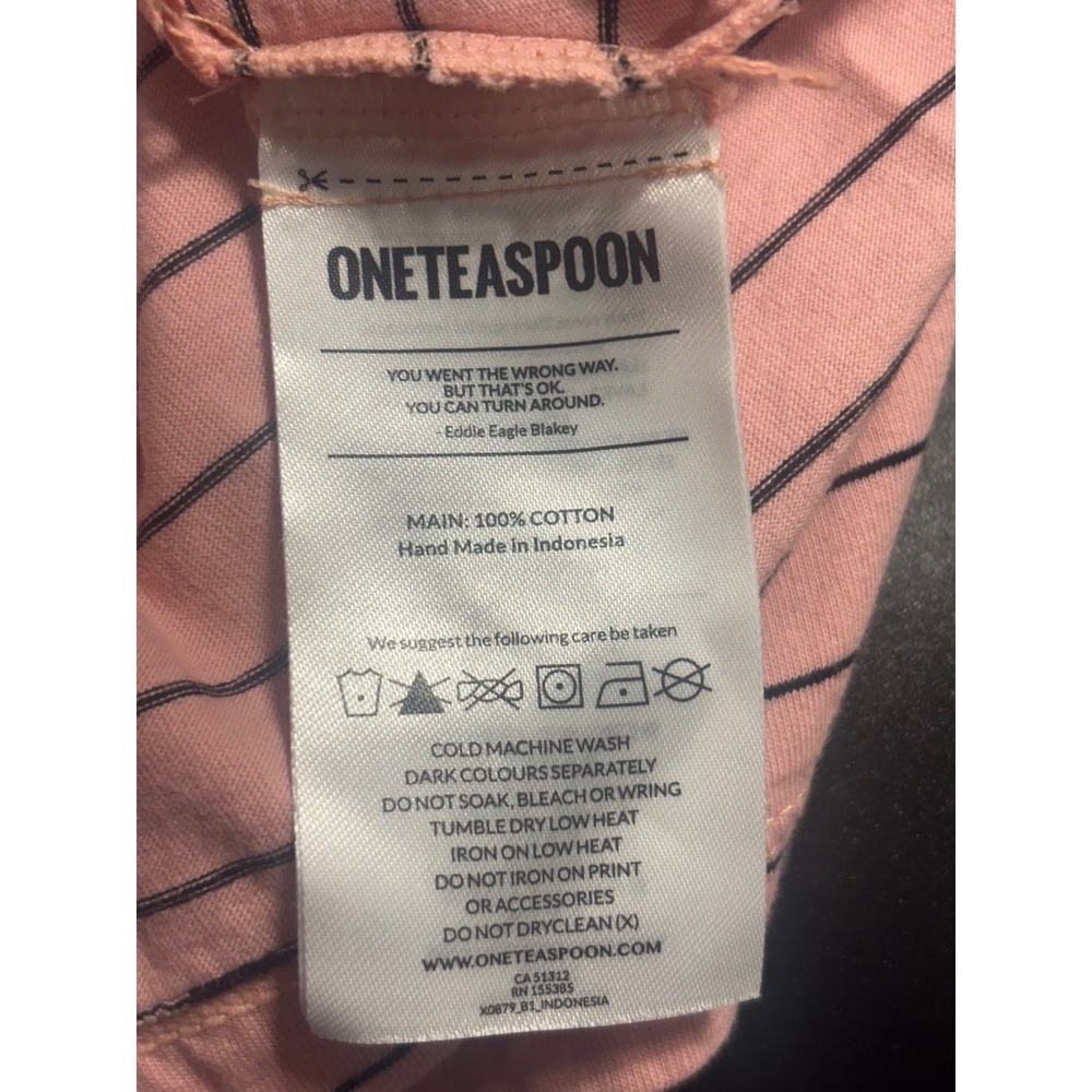 One Teaspoon NEW Pink Stripe Embroidered Fitted T‎ Shirt Womens Medium - Picture 6 of 6